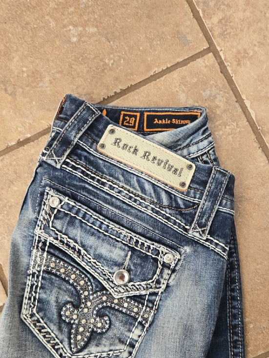 Rock Revival Denim - Rock Revival Embellished Ankle Skinny Jeans - Faded Blue